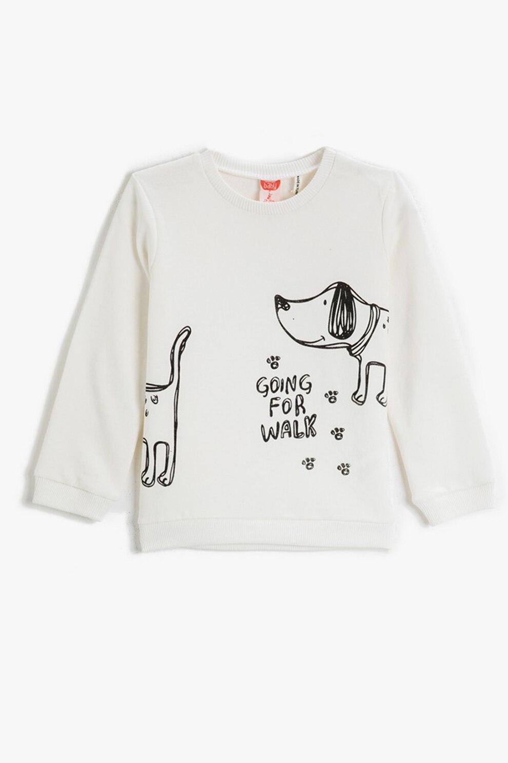 KOTON, Bluza sport de bumbac cu imprimeu cu catel, Alb/Negru