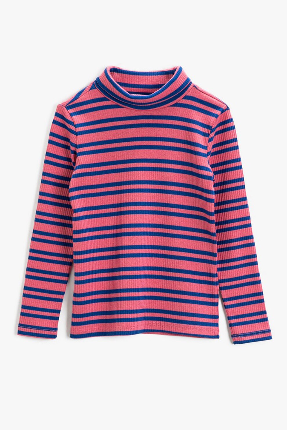 KOTON, Bluza in dungi cu guler inalt, Roz/Bleumarin