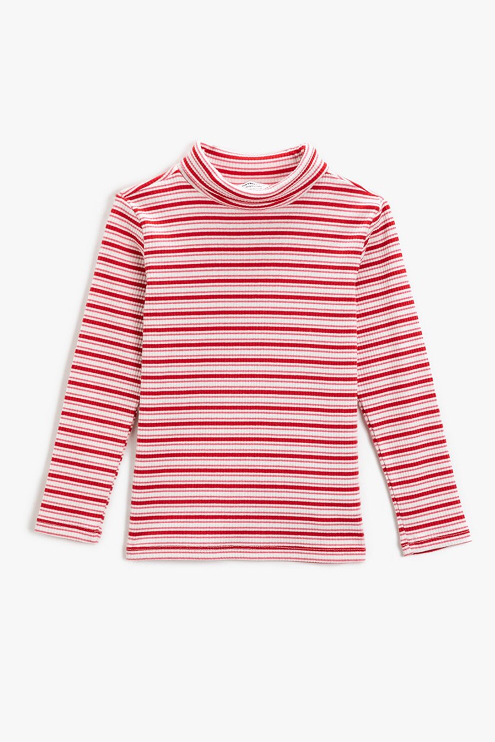KOTON, Bluza cu striatii, dungi si guler inalt, Rosu/Alb