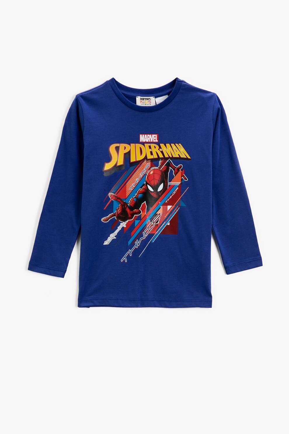 KOTON, Bluza de bumbac cu tematica Spider-Man, Albastru inchis/ Galben/ Rosu