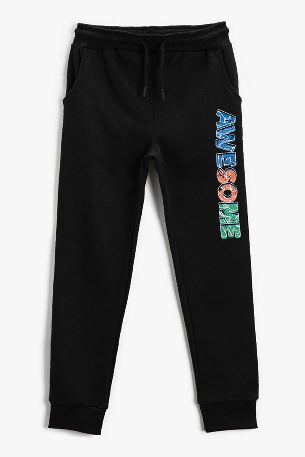 KOTON, Pantaloni sport cu snur in talie, Negru/Albastru