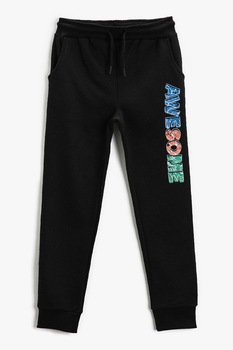 KOTON, Pantaloni sport cu snur in talie, Negru/Albastru KOTON, Pantaloni sport cu snur in talie, Negru/Albastru