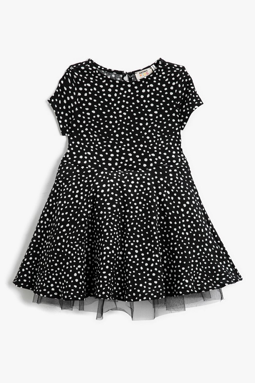 KOTON, Rochie evazata cu imprimeu cu buline, Negru/Alb