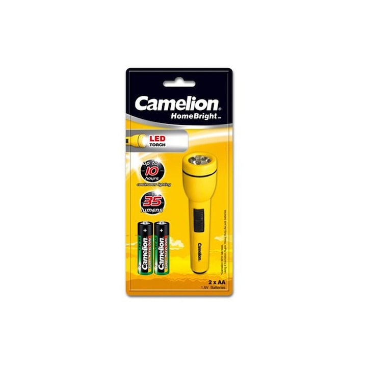 Lanterna Camelion cu 2 baterii aa incluse Galben