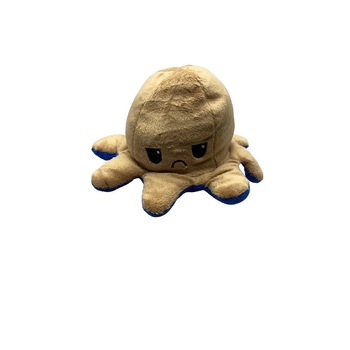 Caracatita reversibila din plus, model 28, cu fata fericita si trista, Flippy, 20x15 cm, Maro/Albastru Caracatita reversibila din plus, model 28, cu fata fericita si trista, Flippy, 20x15 cm, Maro/Albastru