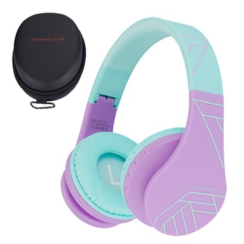 Casti Audio pentru copii, wireless, PowerLocus P1, Teal/Violet Casti Audio pentru copii, wireless, PowerLocus P1, Teal/Violet
