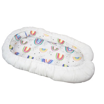 Patut portabil, baby nest, culcus bebe, 0-9 luni, lavabil, curcubeu, alb, multicolor Patut portabil, baby nest, culcus bebe, 0-9 luni, lavabil, curcubeu, alb, multicolor