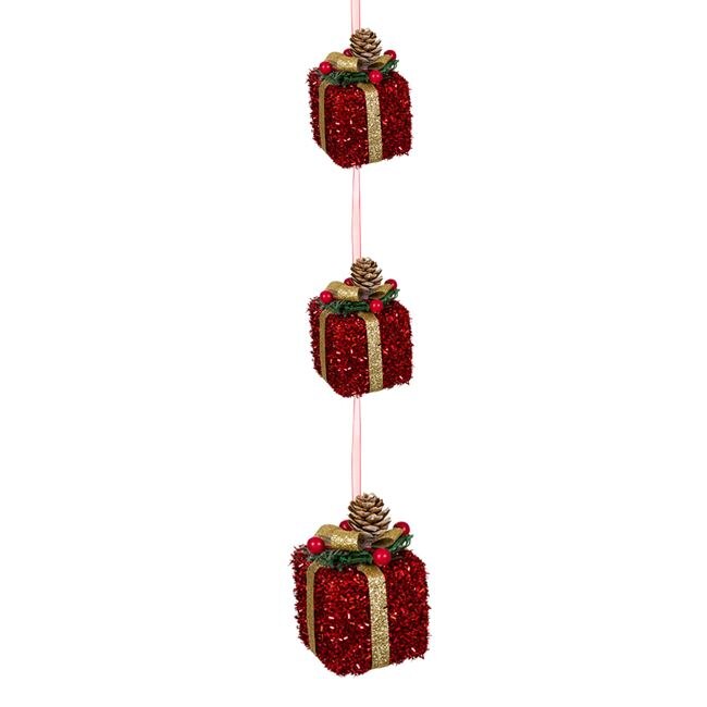 Decoratiune de Craciun, Zola®, care atarna, din cadouri rosii cu con, 63 cm