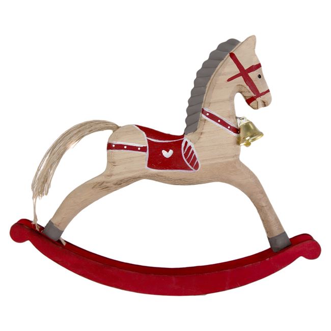 Figurina decorativa, Zola®, din lemn, pentru sarbatori, model Calut balansoar cu inimioara, 30x25x5 cm
