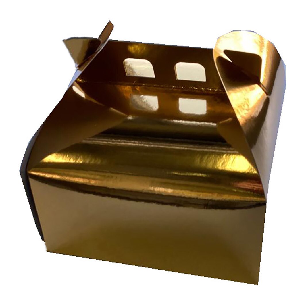 Cutie din carton, de culoare aurie, pentru tort, 25x25cm