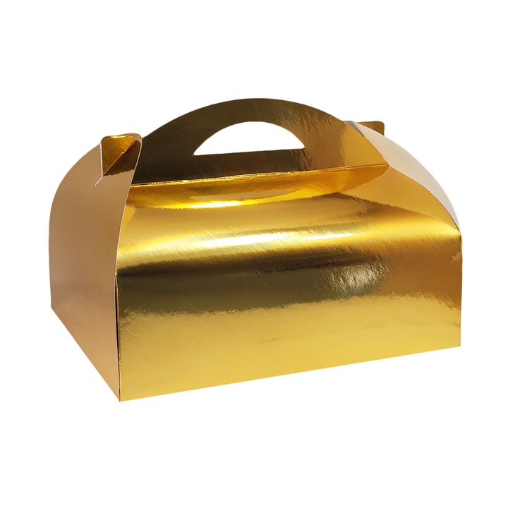 Cutie din carton, de culoare aurie, pentru tort, 34x25x12.5cm