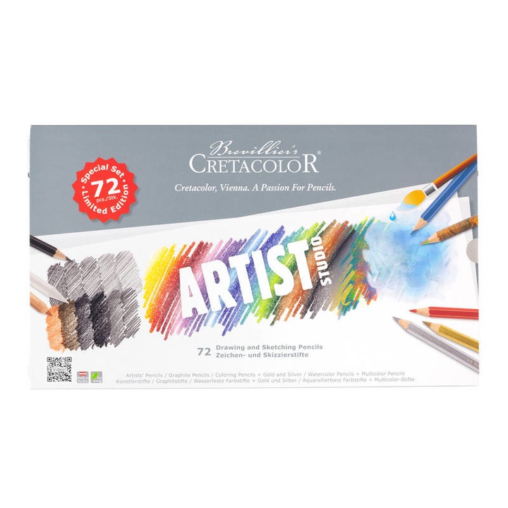 Художествен комплект Cretacolor, Artist Studio Line, 72 броя, метална кутия
