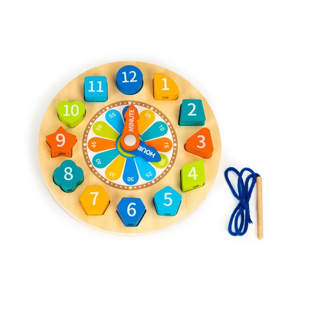 Ceas educativ de sortare din lemn 3 in 1, 22cm