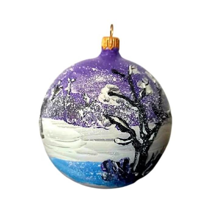 Glob Craciun, din sticla, pictat manual, 100 mm