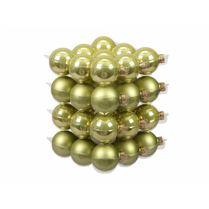 Globuri sticla lime mat si lucios 6 cm