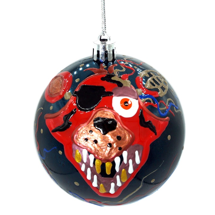 Glob de craciun, handmade Romania, Regalo - Foxy christmas, 8 cm