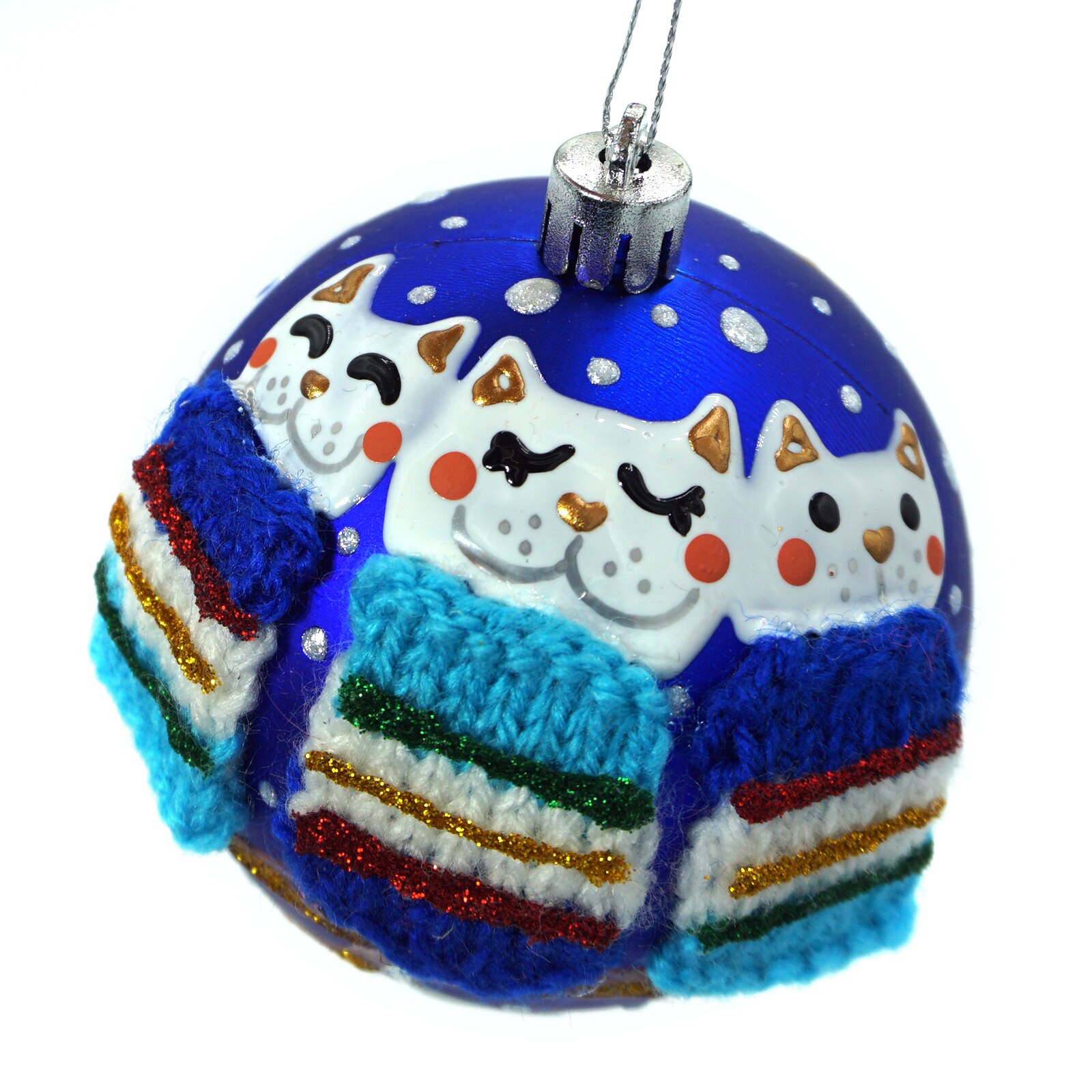 Glob de craciun, handmade Romania, Regalo - Pisici pe creanga, 8 cm