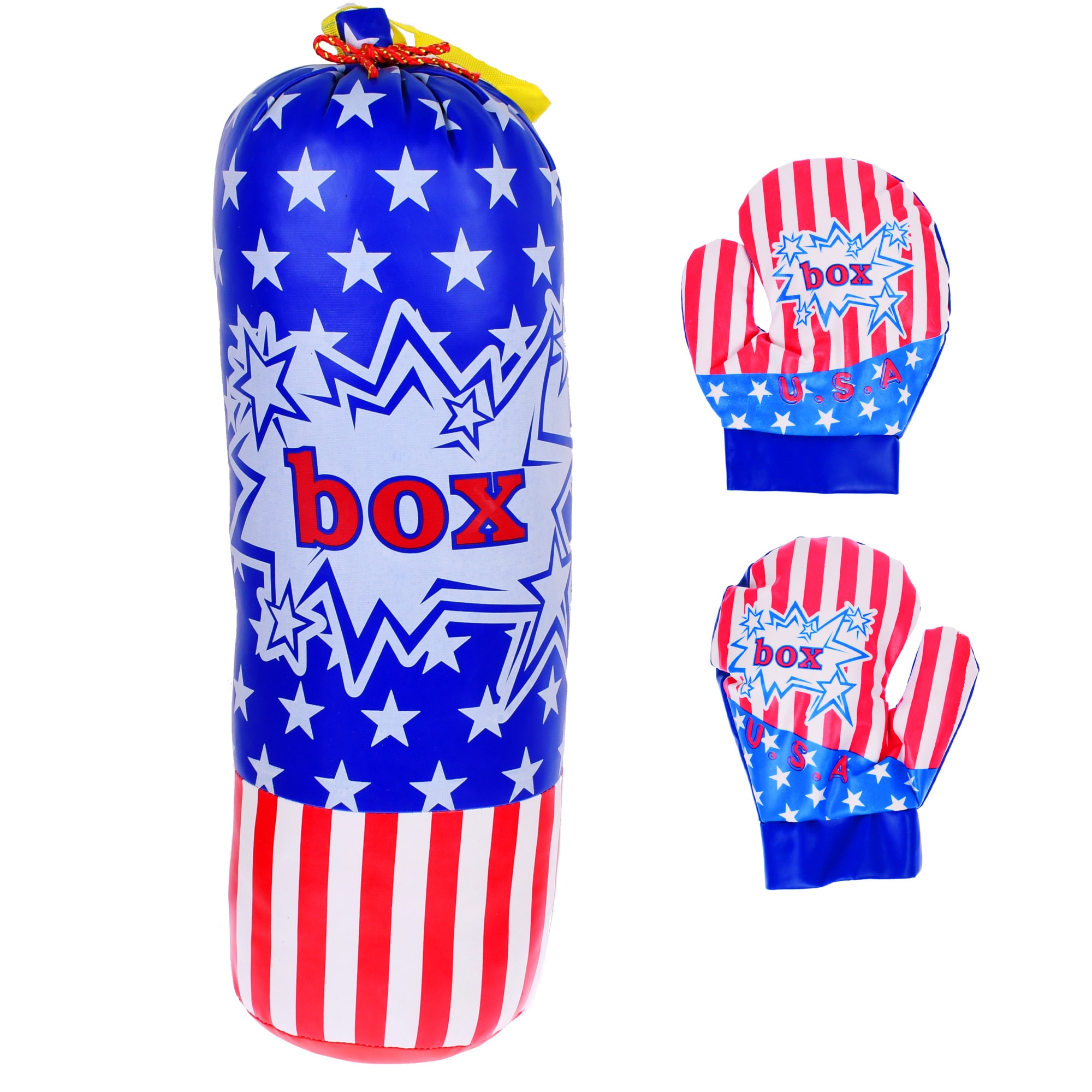 Set sac de box de jucarie si manusi, 55 cm, pentru copii