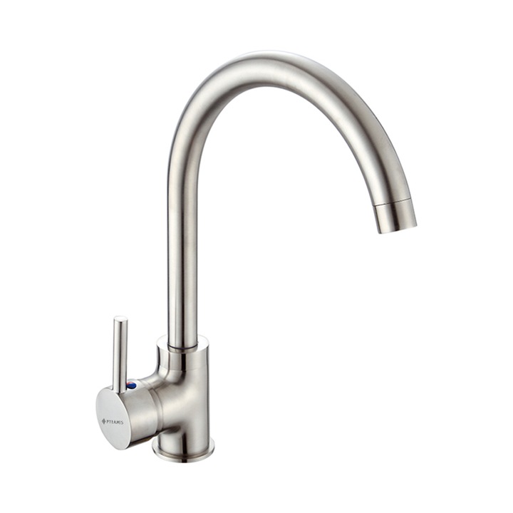 Кухненски смесител Pyramis ECO BELLO, едноръкохватков, висок чучур, аератор с ограничител на дебита, хромиран