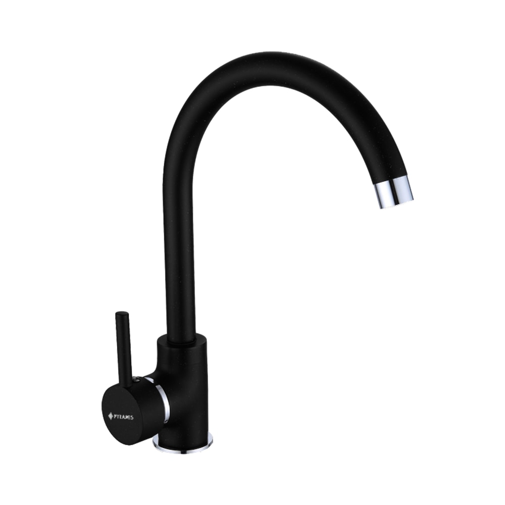 Baterie bucatarie Pyramis ECO BELLO, monocomanda, pipa inalta, aerator cu limitare de debit, finisaj carbon