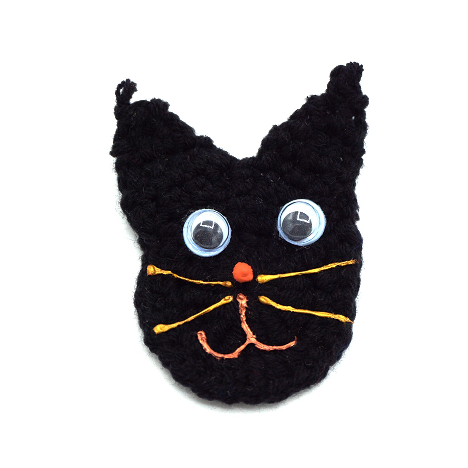 Ornament vestimentar de craciun, tip brosa, Regalo - Pisica neagra, 5 cm