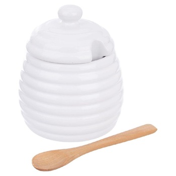 Borcan de miere, Orion, Ceramica, Alb, 340 ml Borcan de miere, Orion, Ceramica, Alb, 340 ml