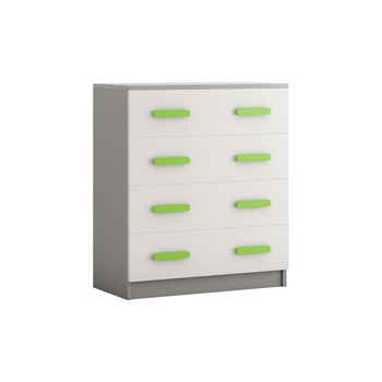 Comoda Didi, alb/verde, 80x93x40 cm, 4 sertare Comoda Didi, alb/verde, 80x93x40 cm, 4 sertare