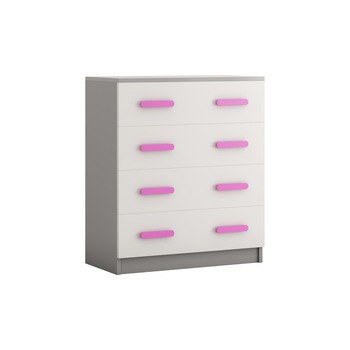 Comoda Didi, alb/roz, 80x93x40 cm, 4 sertare Comoda Didi, alb/roz, 80x93x40 cm, 4 sertare