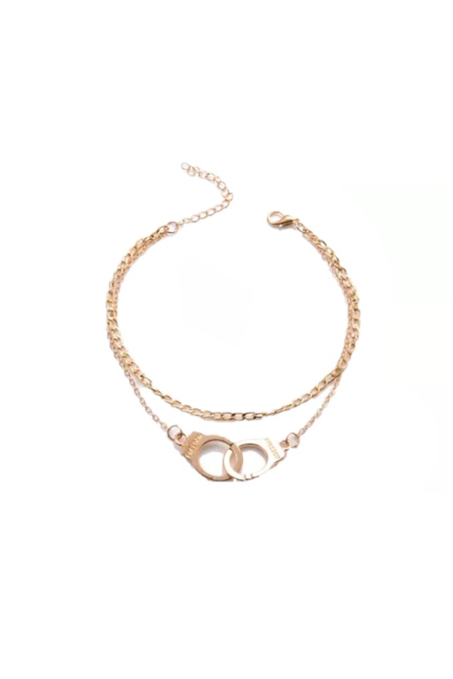 Bratara Dama de Picior cu Lant Dublu, Auriu