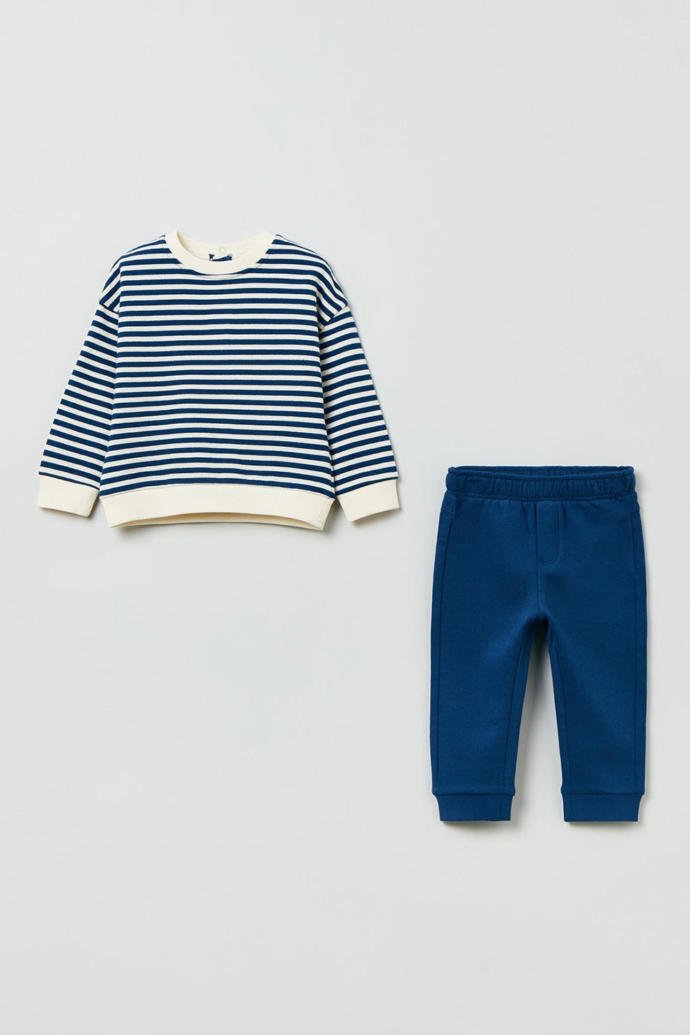 OVS, Set de pantaloni si bluza sport - 2 piese, bleumarin inchis, alb, 86 CM