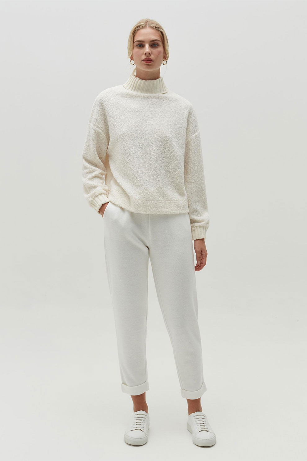 OVS, Pantaloni sport cu 4 buzunare, Alb