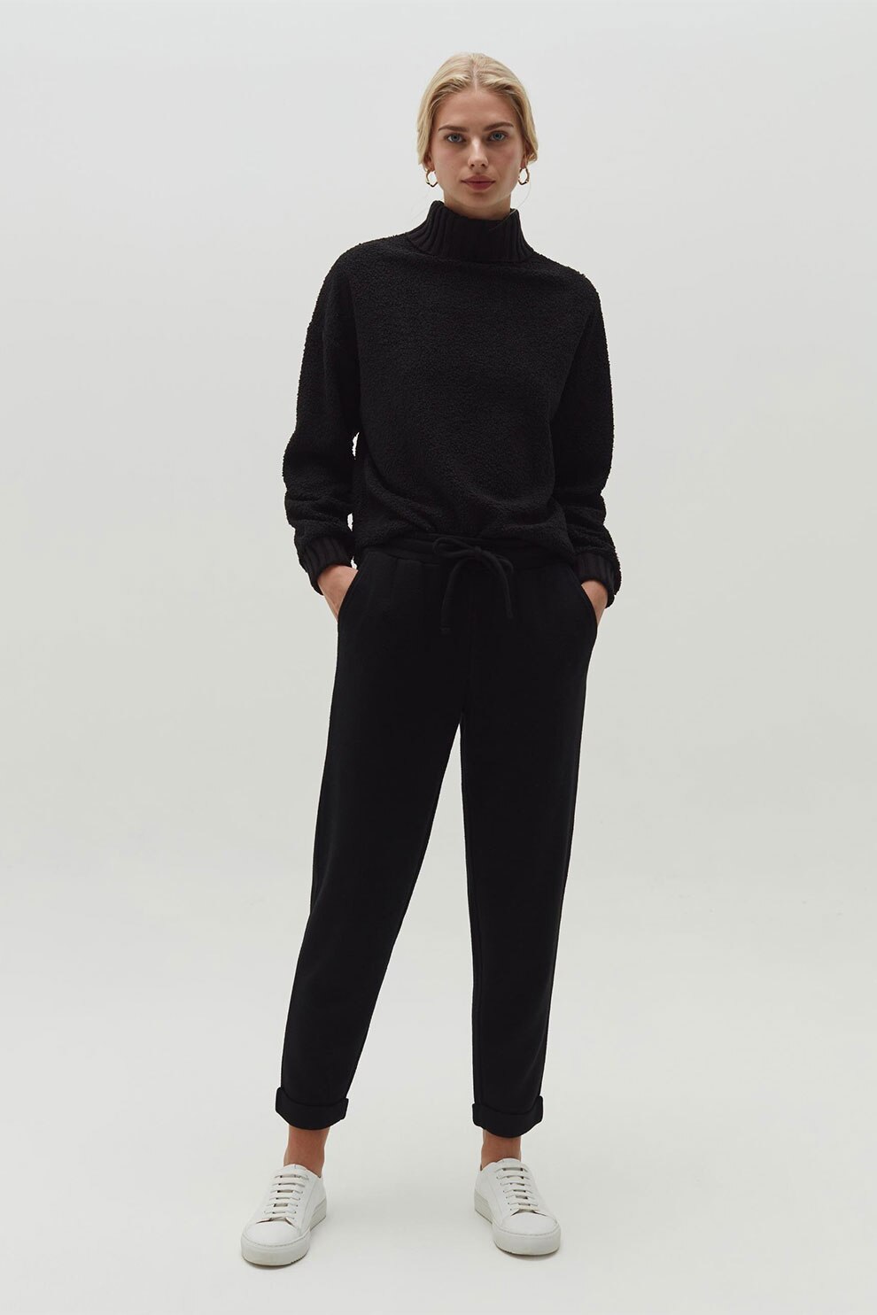 OVS, Pantaloni sport cu talie ajustabila, Negru