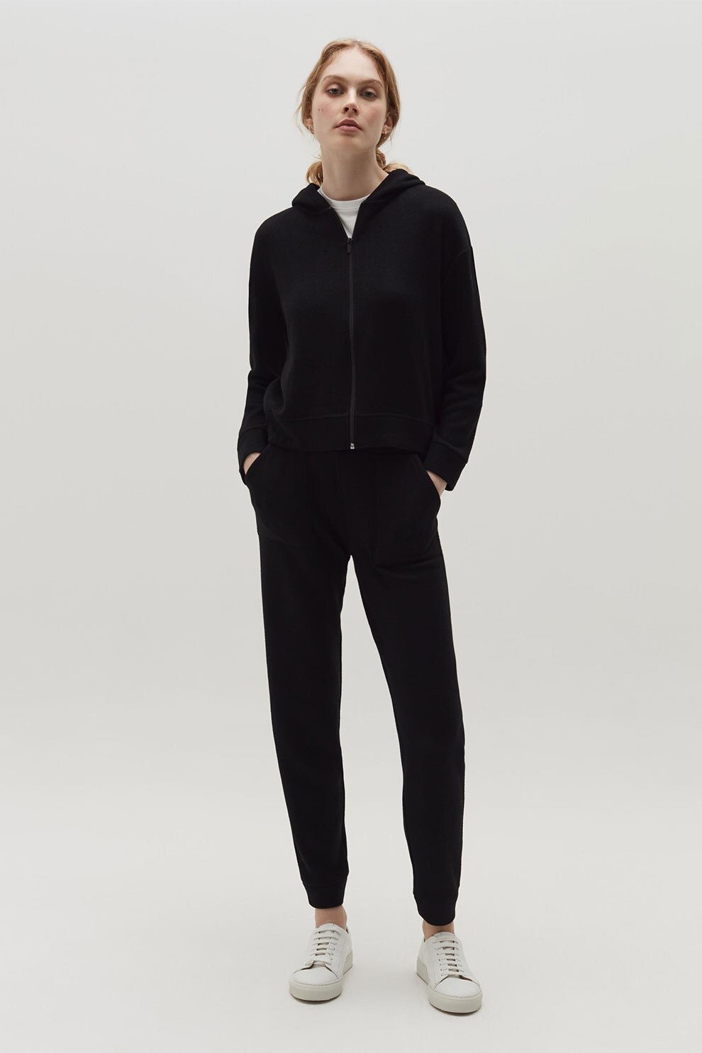 OVS, Pantaloni sport cu talie inalta, Negru