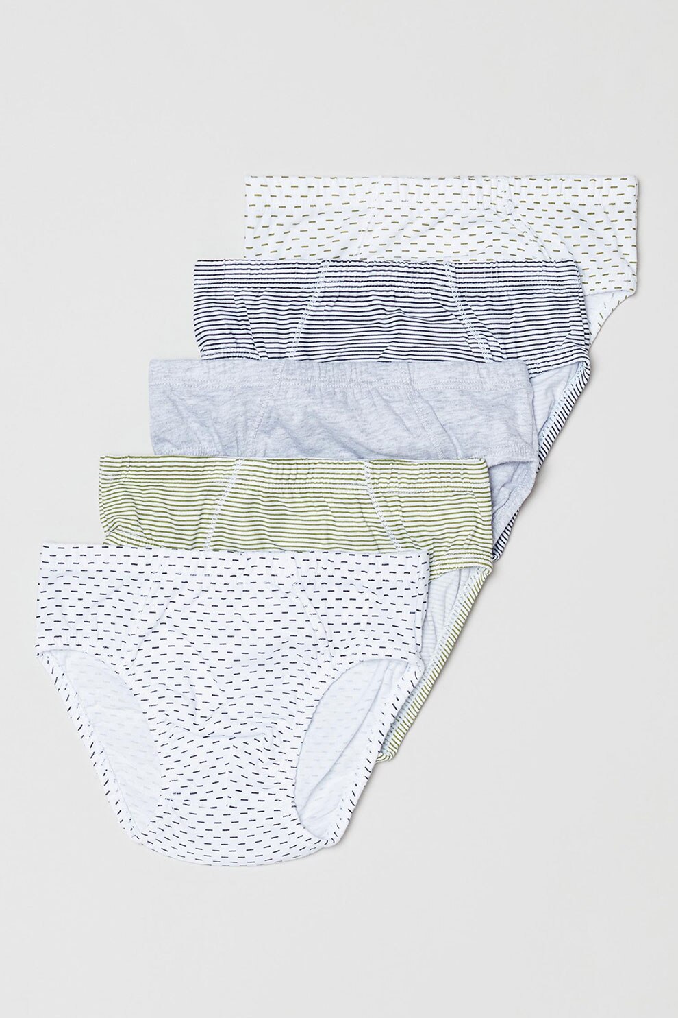 OVS, Set de chiloti din bumbac - 5 perechi, Alb/verde pal/albastru pastel