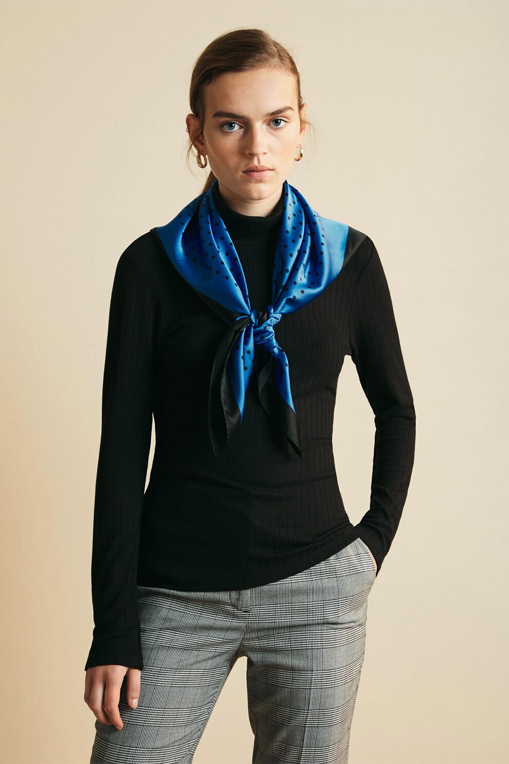 OVS, Bluza striata cu guler inalt, Negru