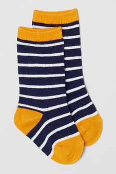 OVS, Set de sosete lungi cu imprimeu - 3 perechi, Bleumarin/Oranj pal/Alb OVS, Set de sosete lungi cu imprimeu - 3 perechi, Bleumarin/Oranj pal/Alb