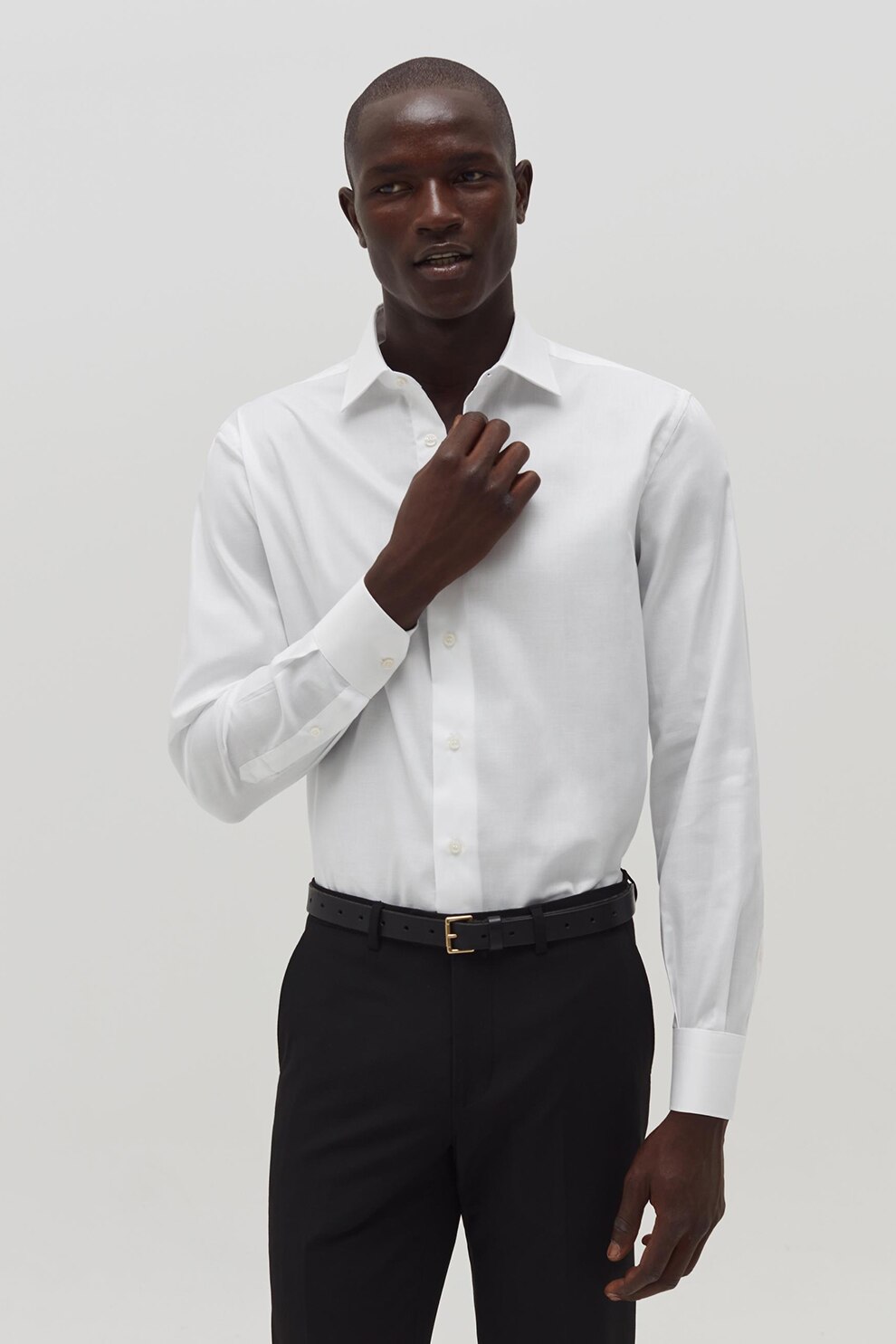 OVS, Camasa de bumbac cu maneci lungi, Alb optic