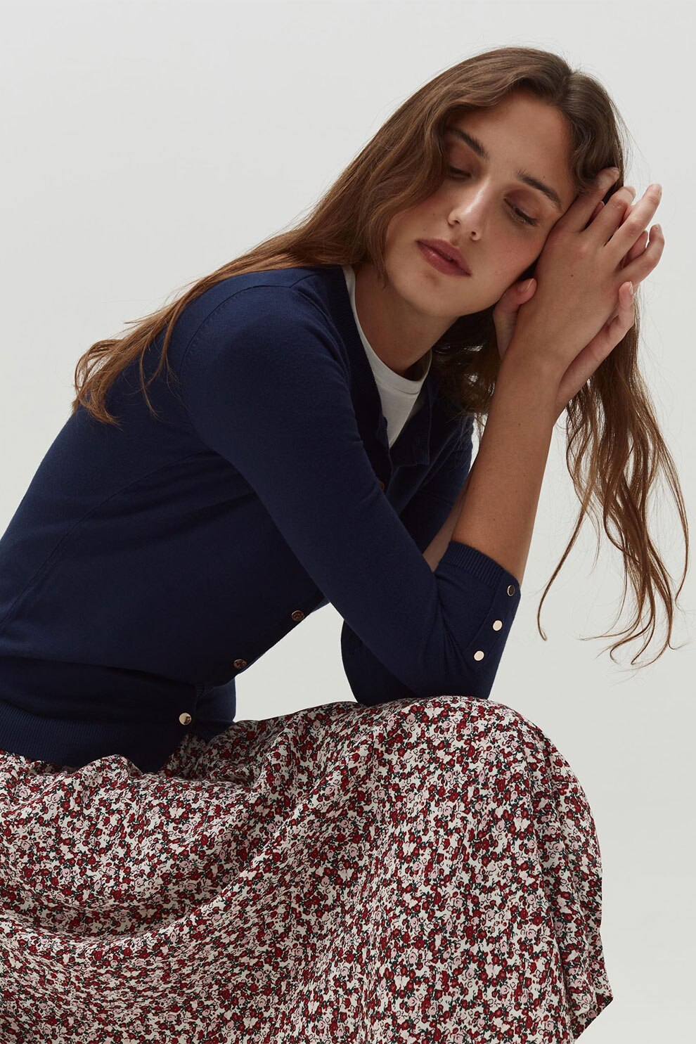 OVS, Cardigan tricotat fin cu nasturi, Bleumarin inchis