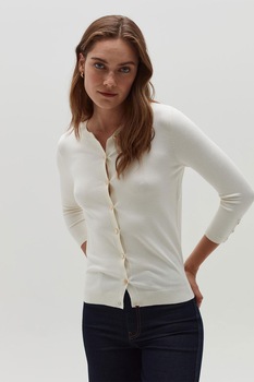 OVS, Cardigan tricotat fin cu nasturi, Alb prafuit OVS, Cardigan tricotat fin cu nasturi, Alb prafuit