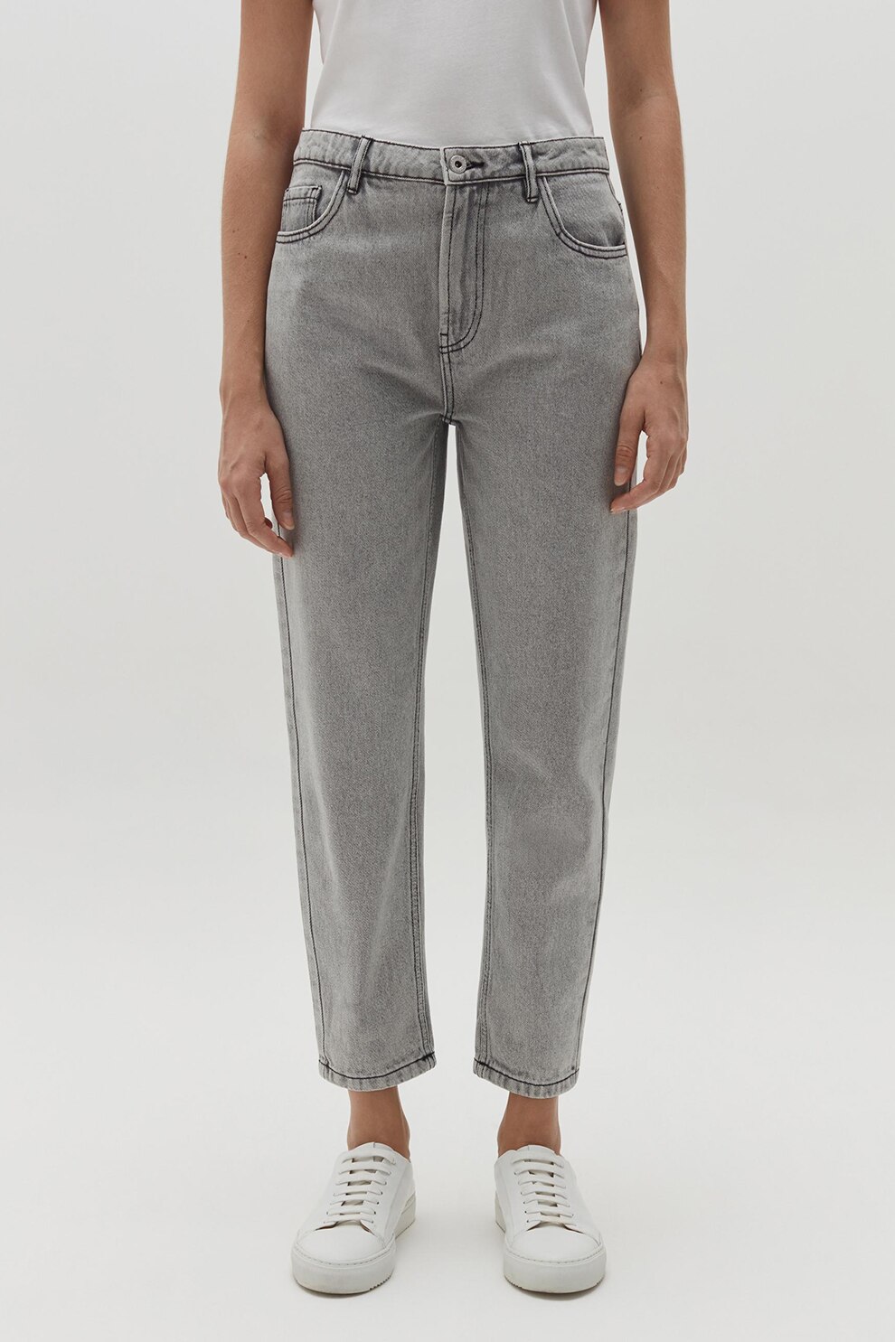 OVS, Blugi crop mom fit, Gri cenusa