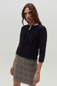 OVS, Cardigan pufos cu maneci 3/4, Negru OVS, Cardigan pufos cu maneci 3/4, Negru