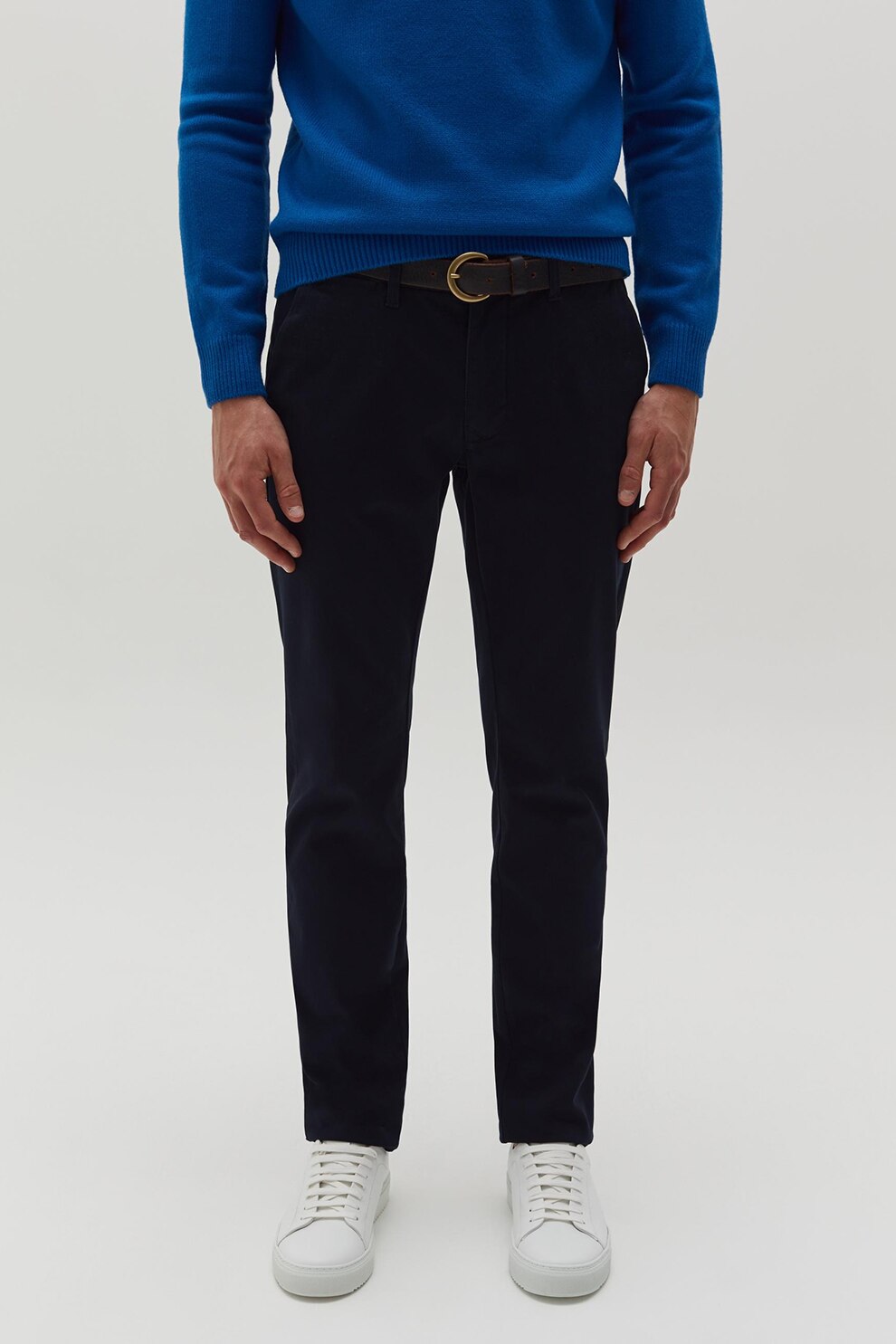 OVS, Pantaloni chino cu buzunare laterale, Bleumarin inchis