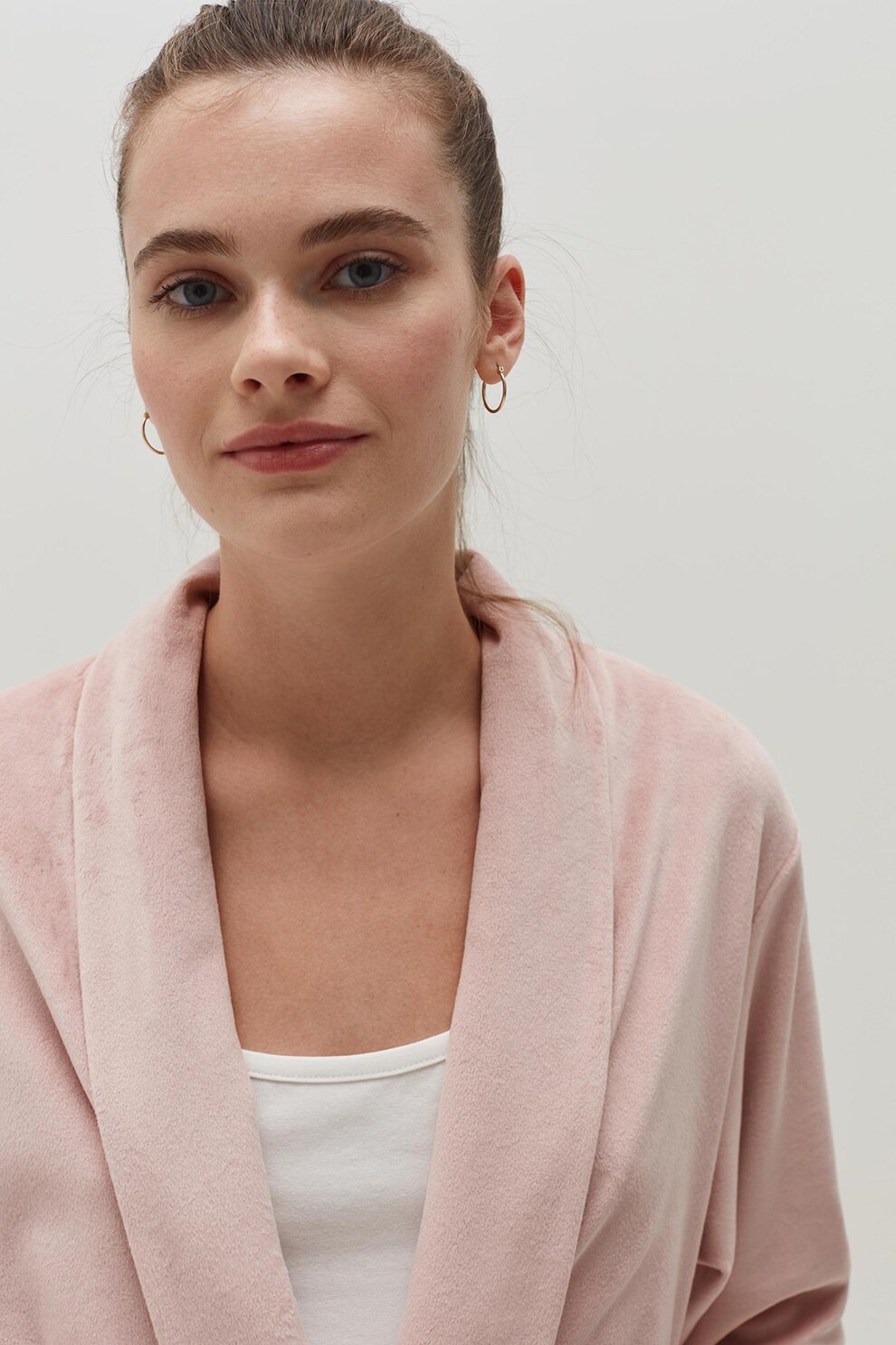 OVS, Halat catifelat de baie cu maneci cazute, Roz pastel