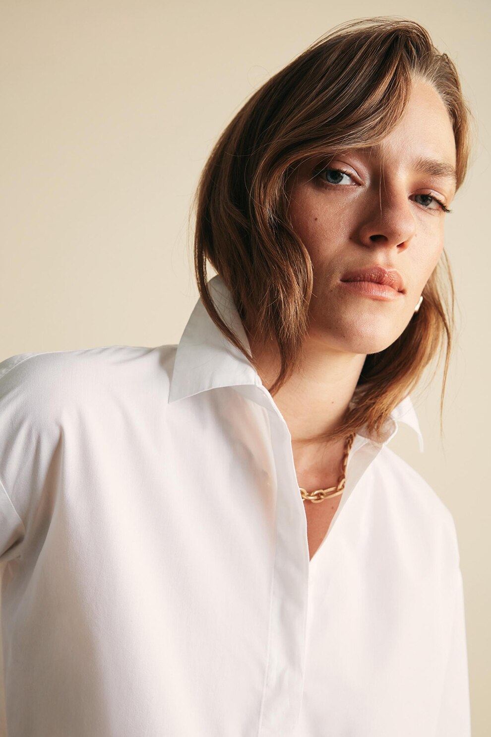 OVS, Camasa supradimensionata cu maneci cazute, Alb optic