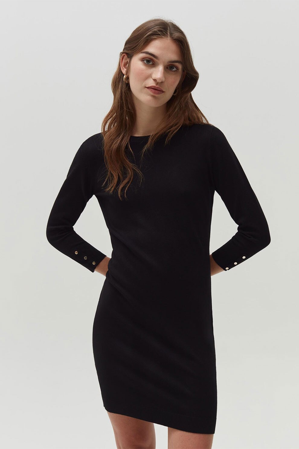 OVS, Rochie mini cambrata, Negru