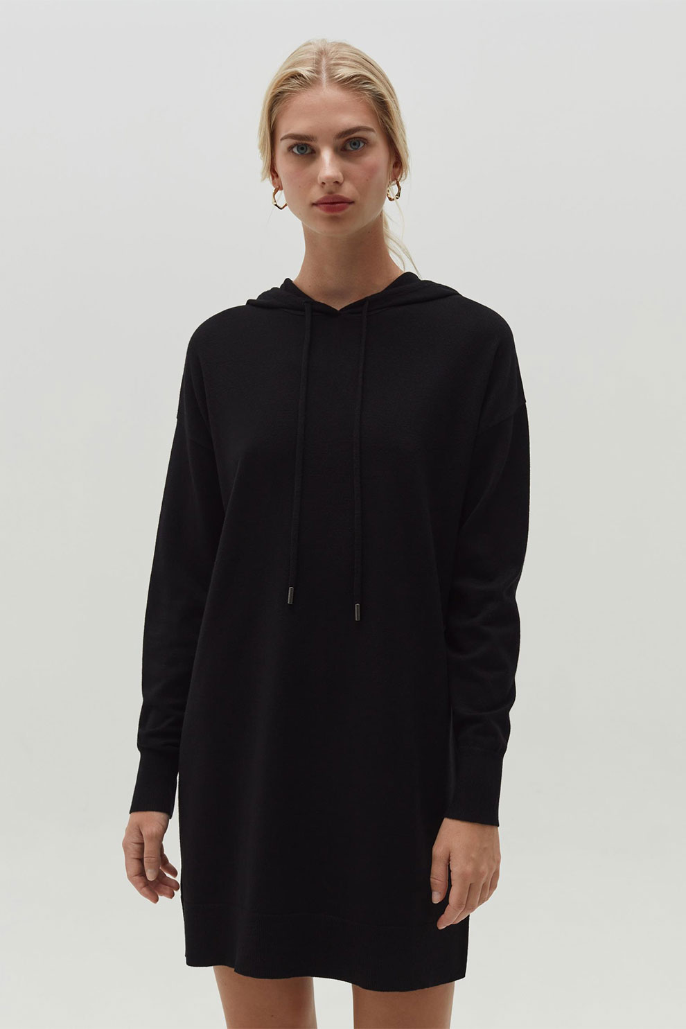 OVS, Rochie tip hanorac cu maneci cazute, Negru