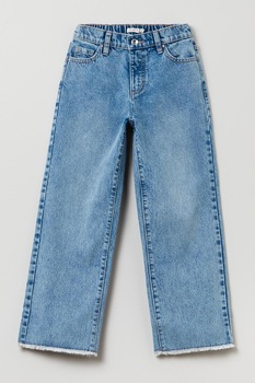 OVS, Blugi cu croiala ampla si terminatii nefinisate, Albastru deschis, 170 CM OVS, Blugi cu croiala ampla si terminatii nefinisate, Albastru deschis, 170 CM