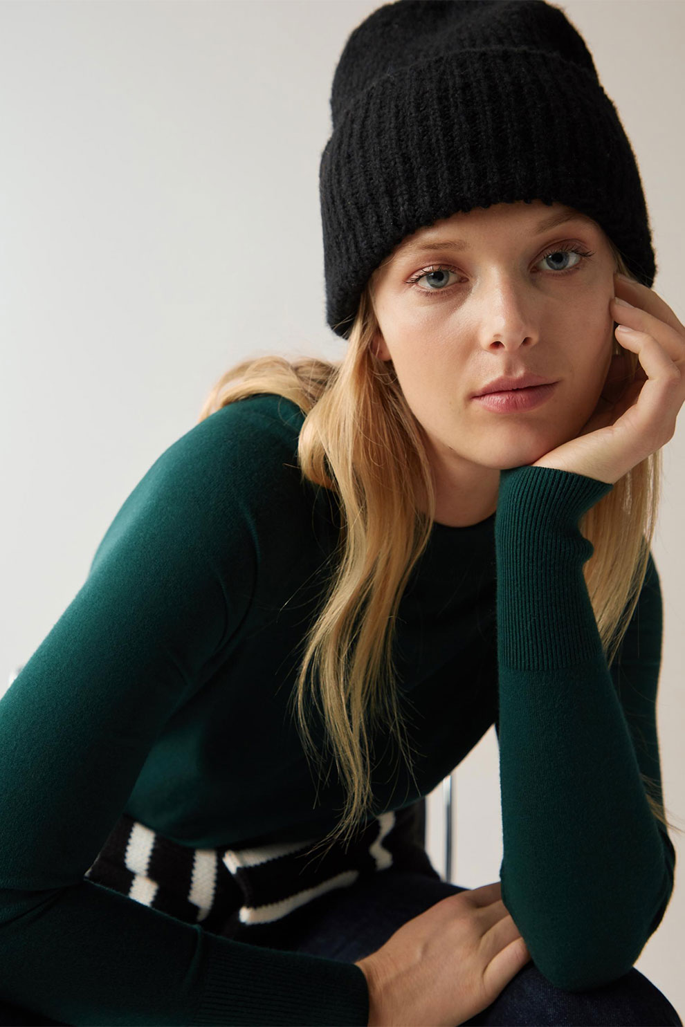 OVS, Pulover tricotat fin cu maneci raglan, Verde forest