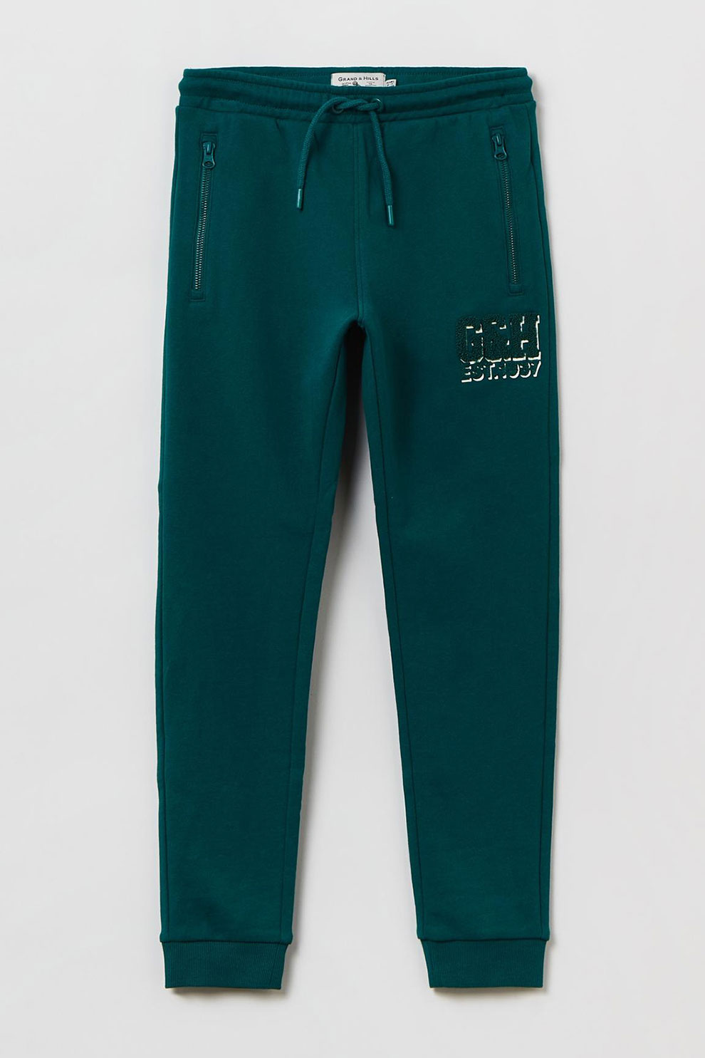 OVS, Pantaloni sport cu snur de ajustare in talie, Verde forest