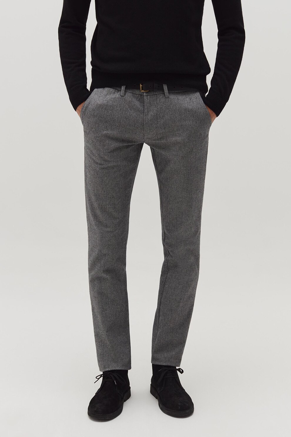 OVS, Pantaloni chino din amestec de bumbac, Gri inchis